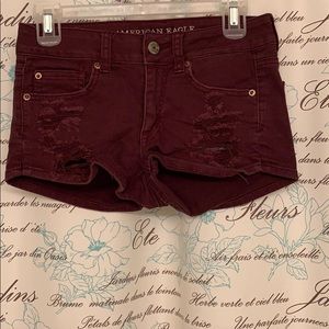 Burgundy Jean Shorts